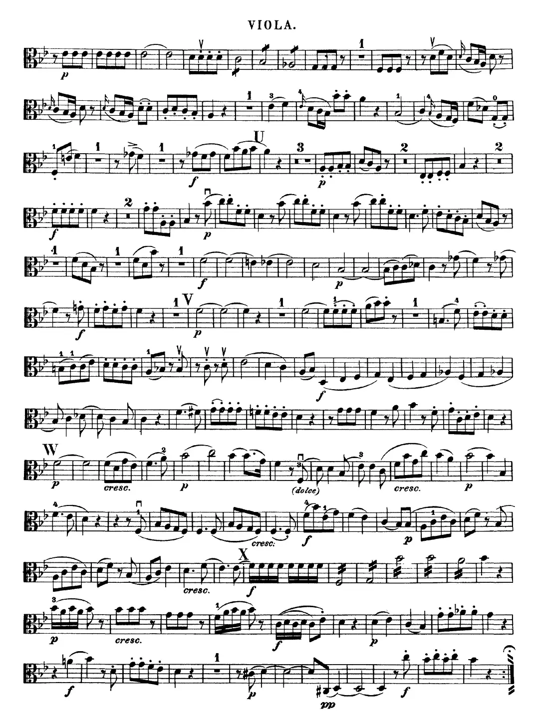 Mozart《Quartet No.17 in Bb Major,K.458》（Viola分谱）