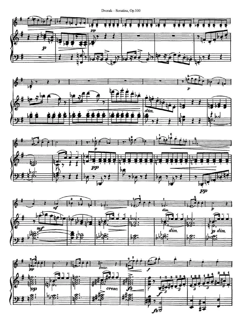 Violin Sonatina Op.100（小提琴+钢琴伴奏）