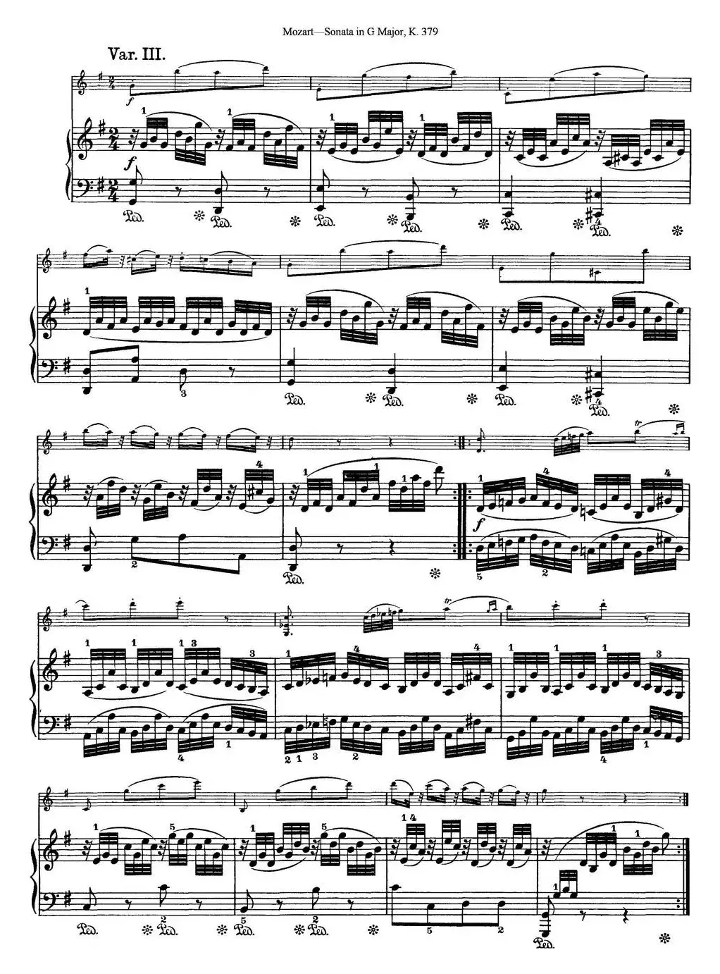 Violin Sonata in G Major K.379（小提琴+钢琴伴奏）