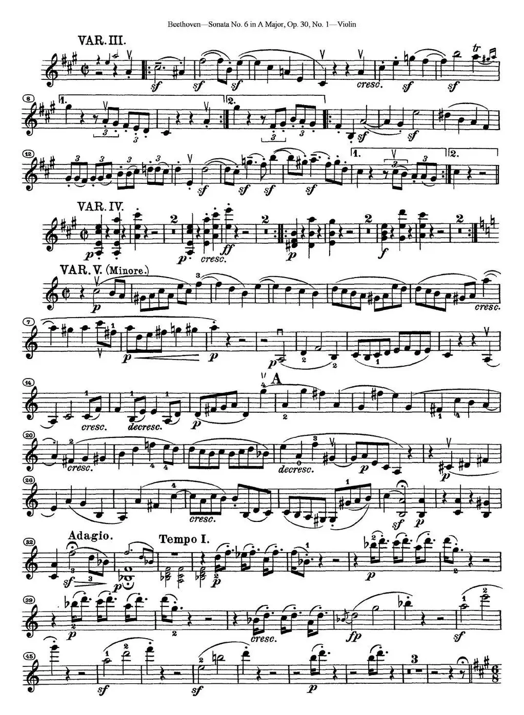 Violin Sonata No.6 in A Major Op.30 No.1