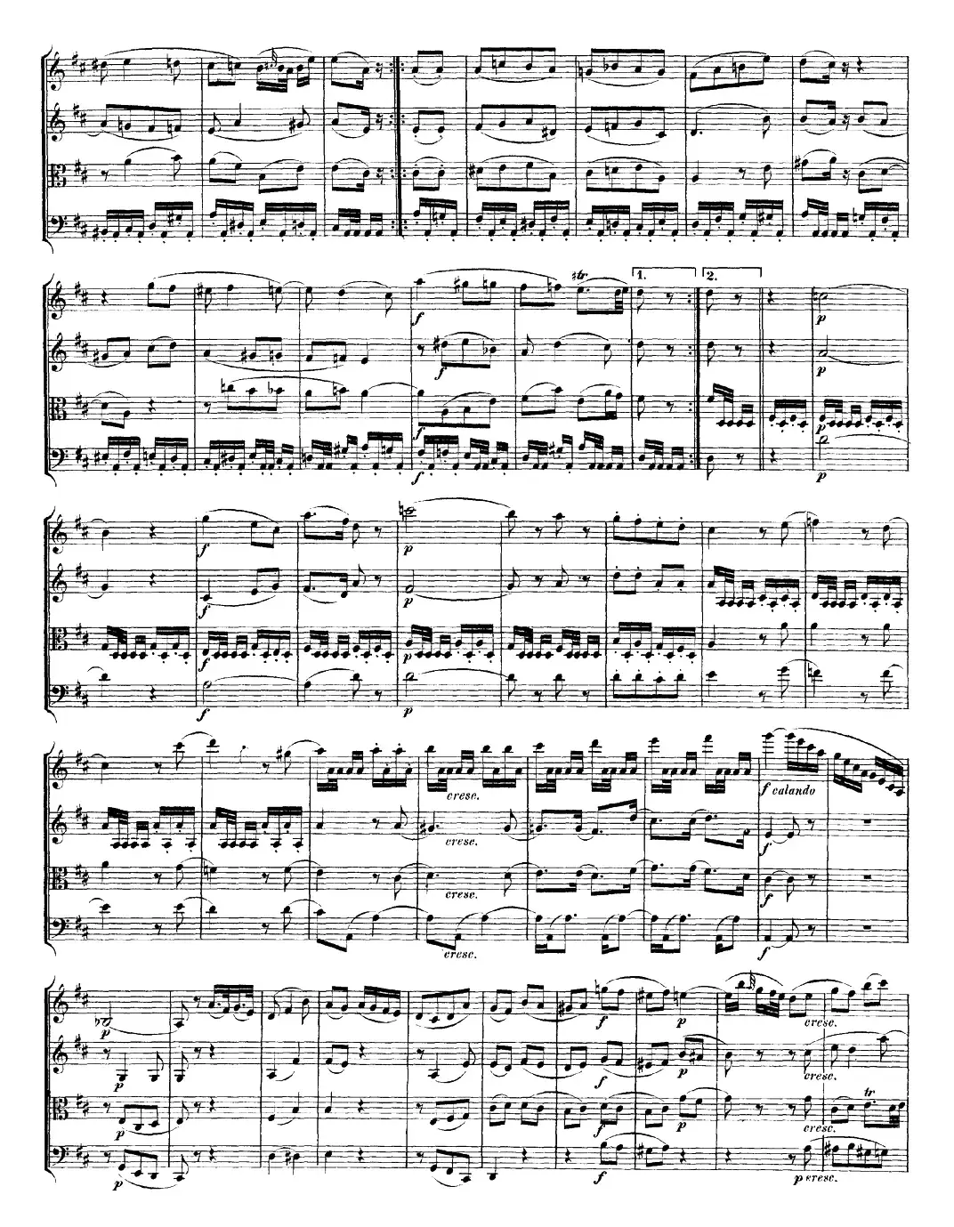 Mozart《Quartet No.18 in A Major,K.464》（总谱）