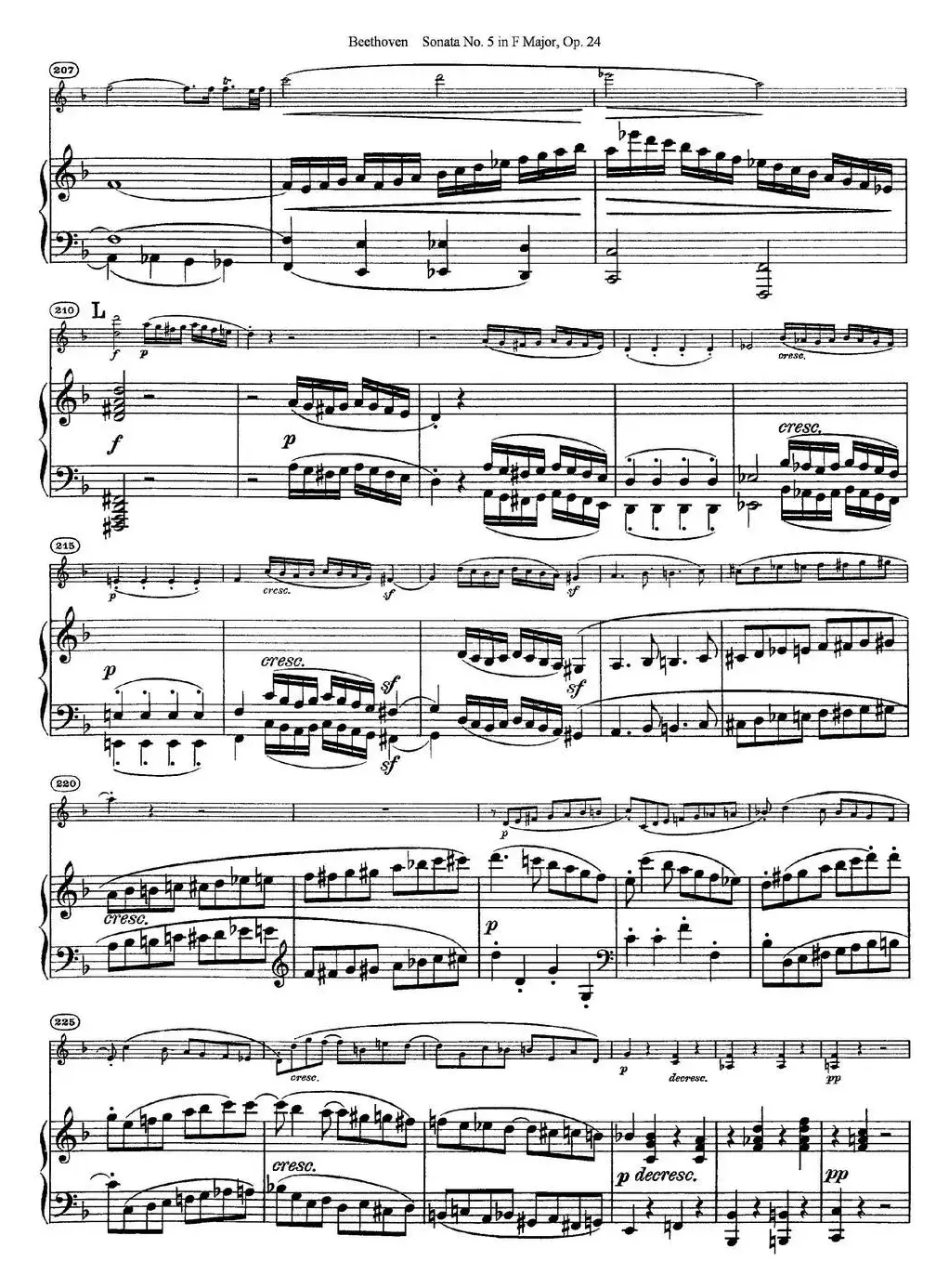 Violin Sonata No.5 in F Major Op.24（小提琴+钢琴伴奏）