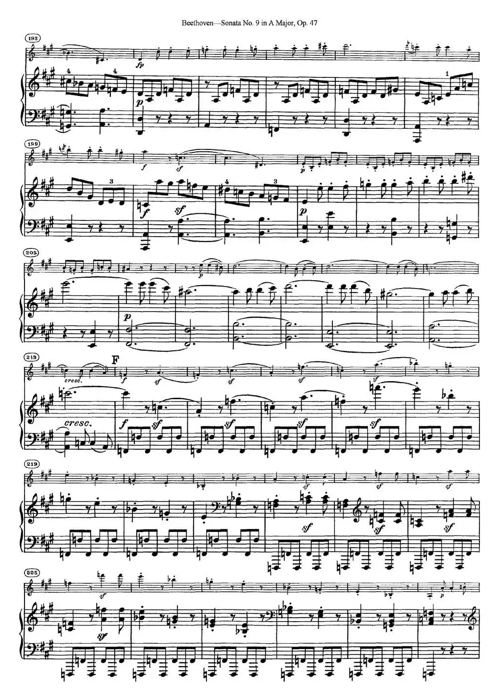 Violin Sonata No.9 in A Major Op.47（小提琴+钢琴伴奏）