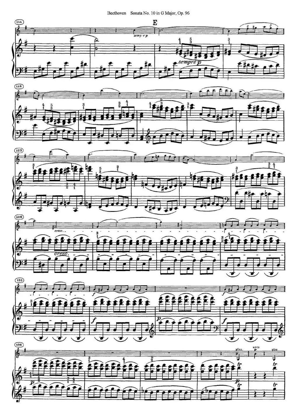 Violin Sonata No.10 in G Major Op.96（小提琴+钢琴伴奏）