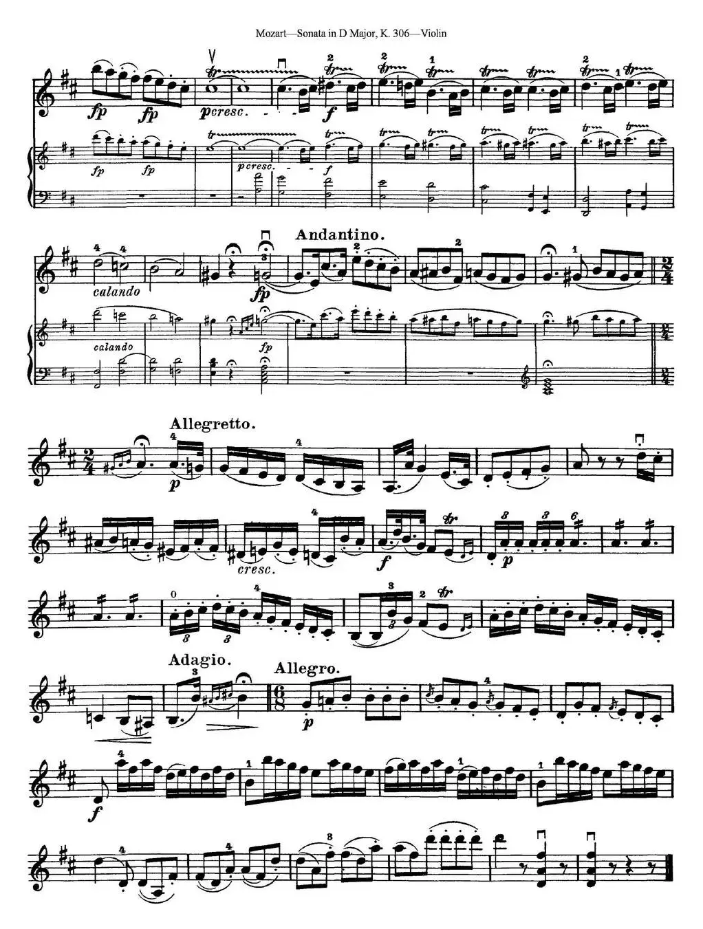 Violin Sonata in D Major K.306