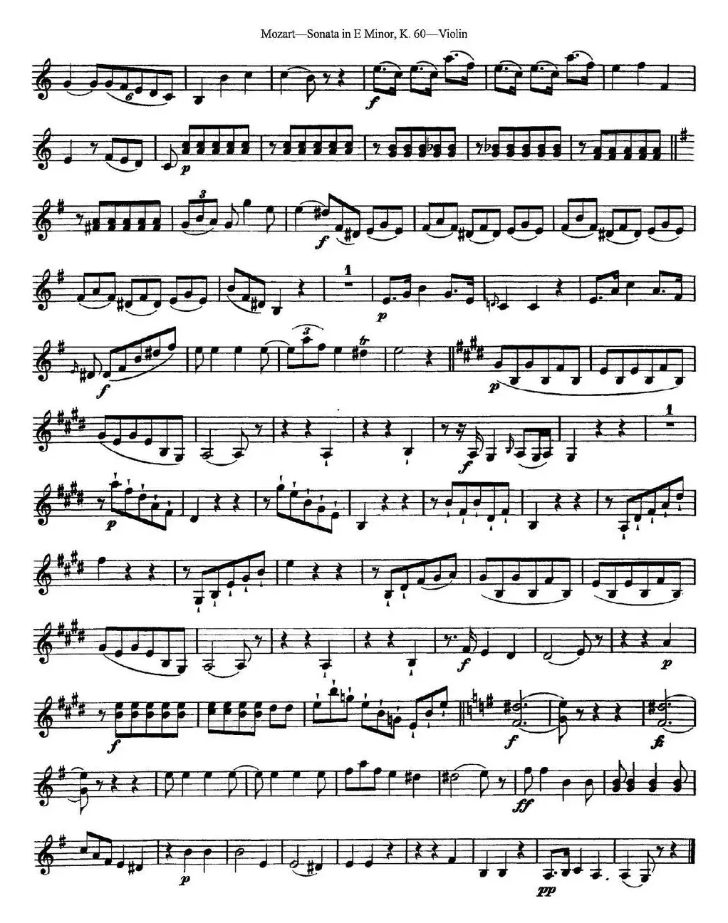 Violin Sonata in E Minor K.60