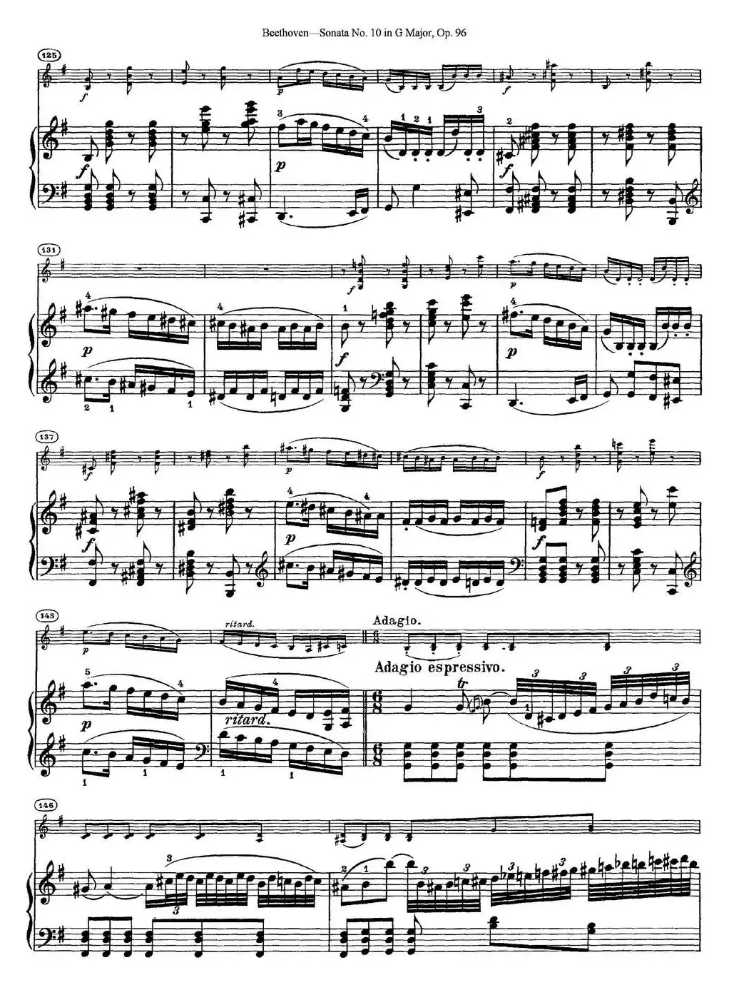 Violin Sonata No.10 in G Major Op.96（小提琴+钢琴伴奏）