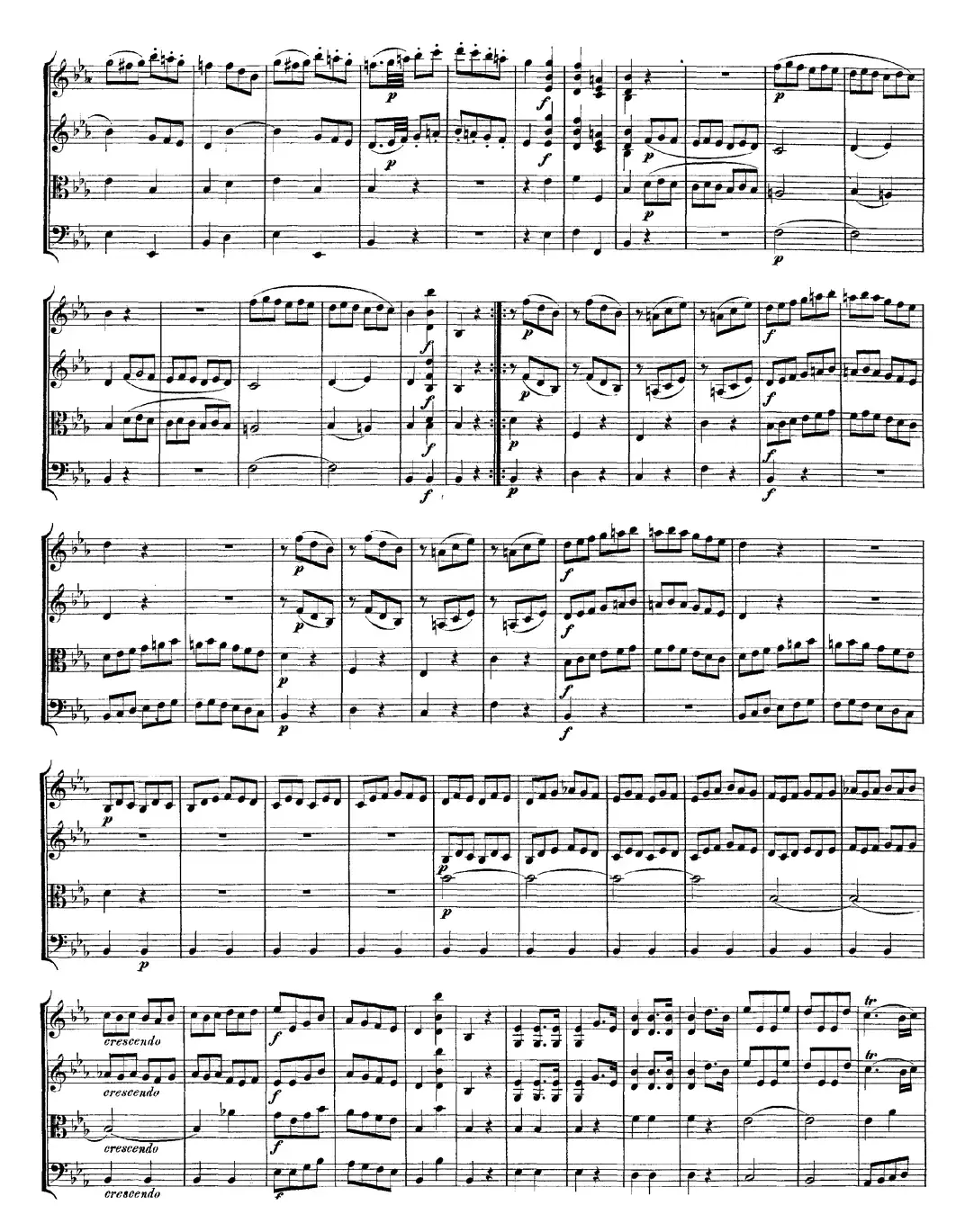 Mozart《Quartet No.7 in Eb Major,K.160》（总谱）