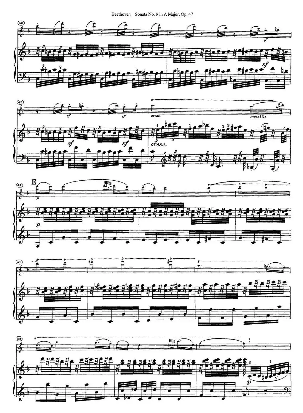 Violin Sonata No.9 in A Major Op.47（小提琴+钢琴伴奏）