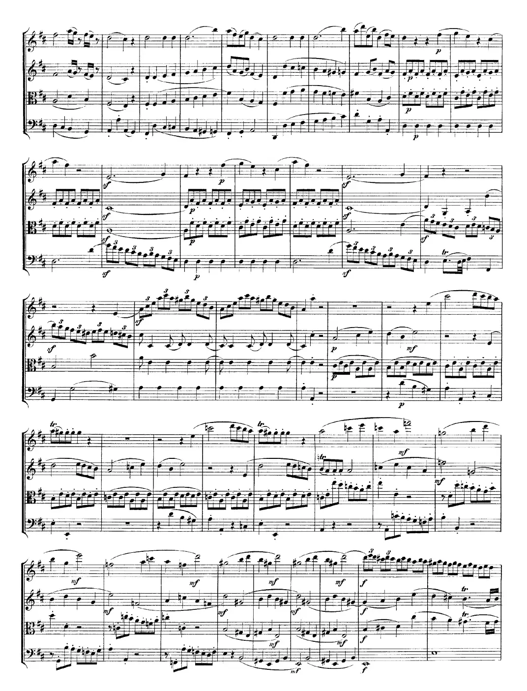 Mozart《Quartet No.21 in D Major,K.575》（总谱）