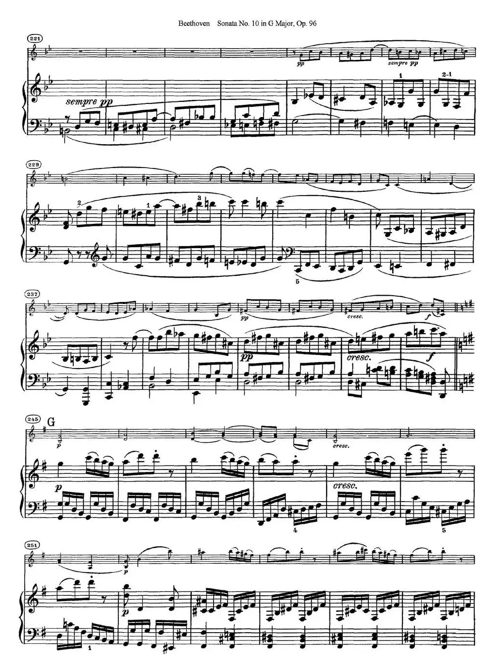 Violin Sonata No.10 in G Major Op.96（小提琴+钢琴伴奏）