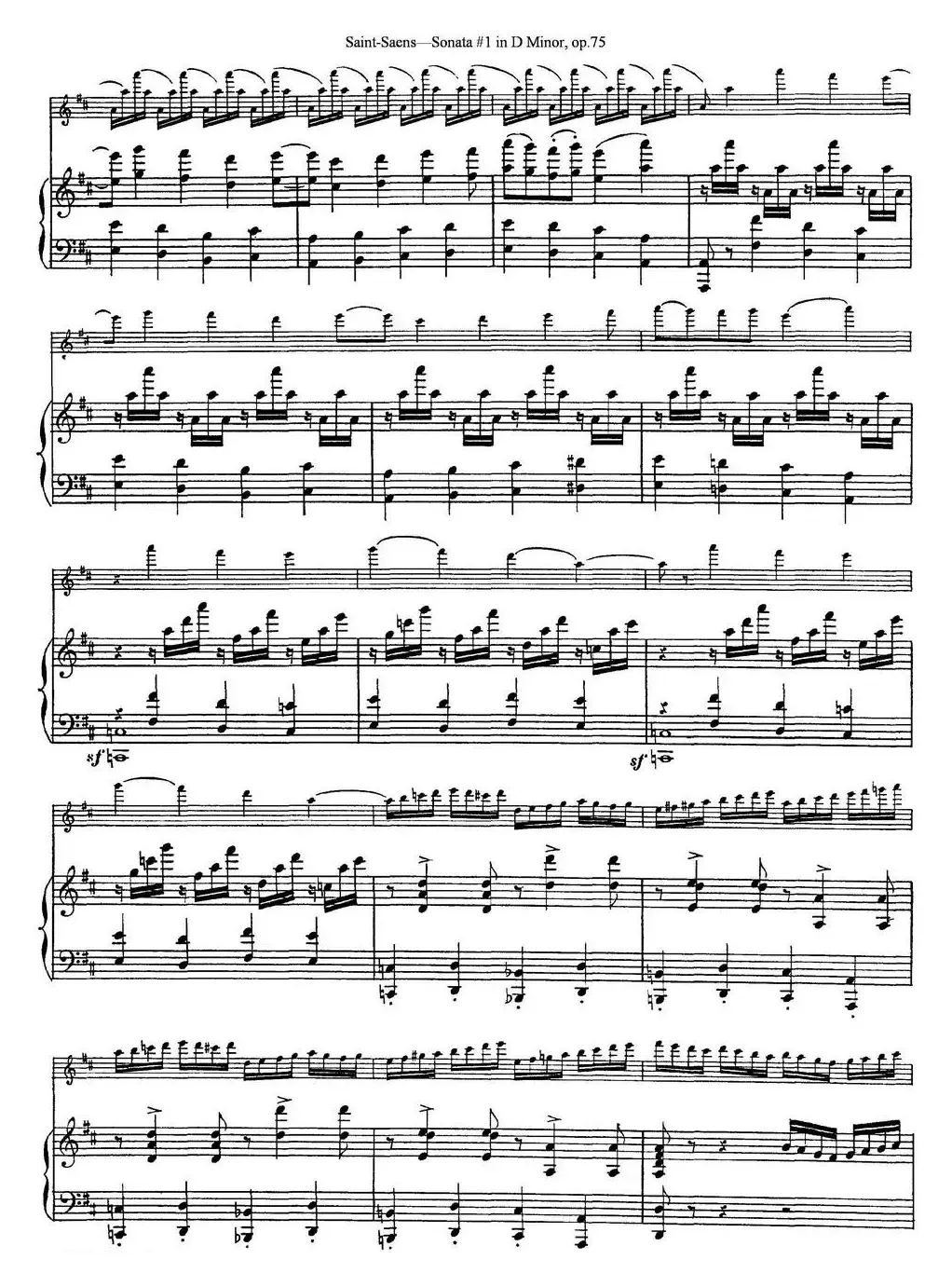 Violin Sonata No.1 in D Minor Op.75（小提琴+钢琴伴奏）