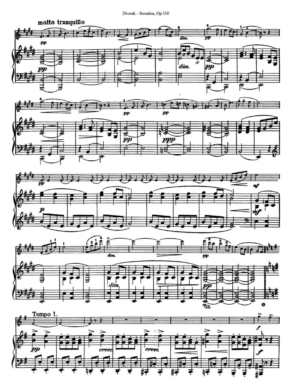 Violin Sonatina Op.100（小提琴+钢琴伴奏）