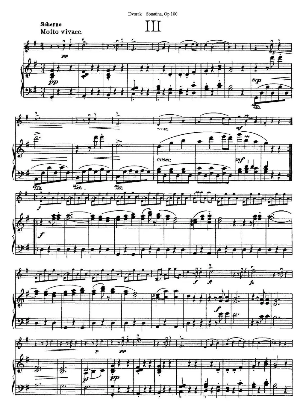 Violin Sonatina Op.100（小提琴+钢琴伴奏）