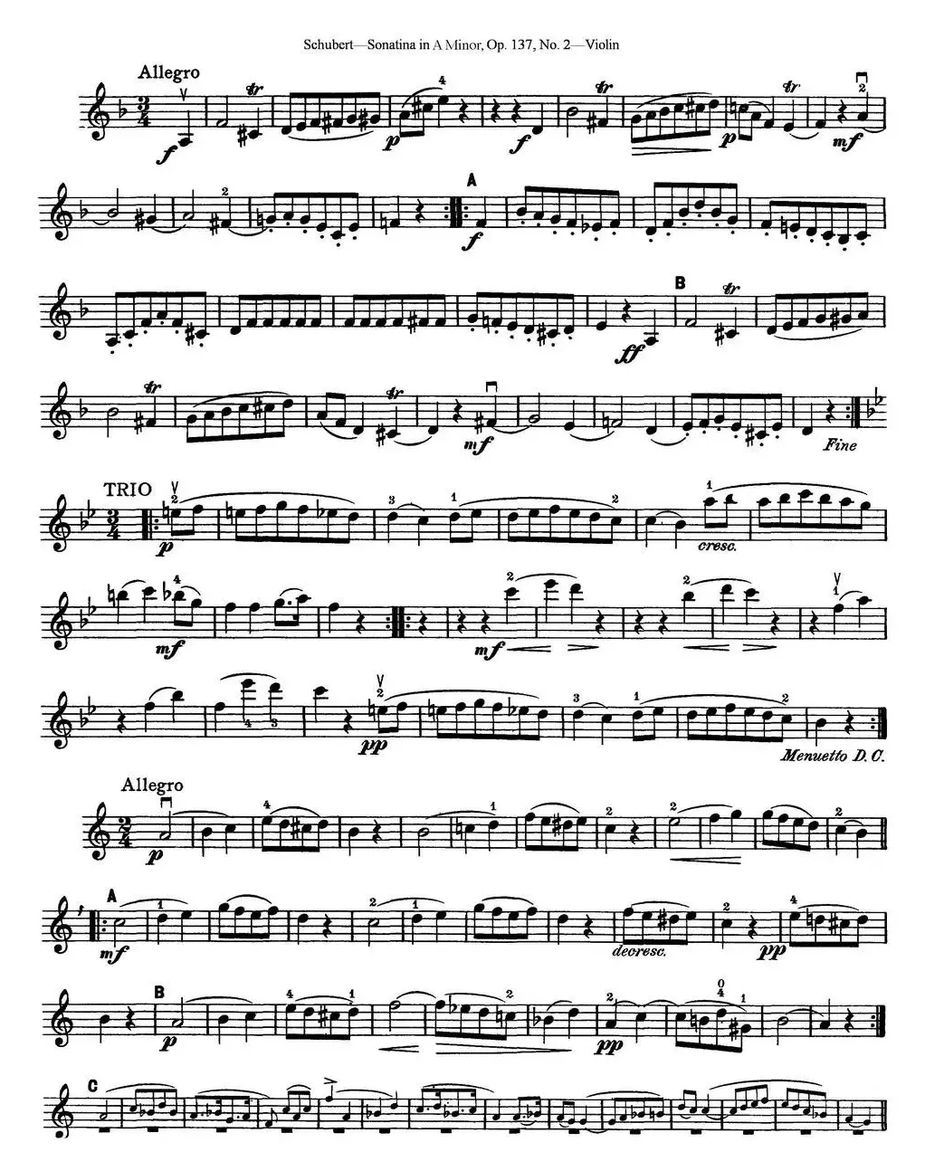 Violin Sonatina in A minor Op.137 No.2