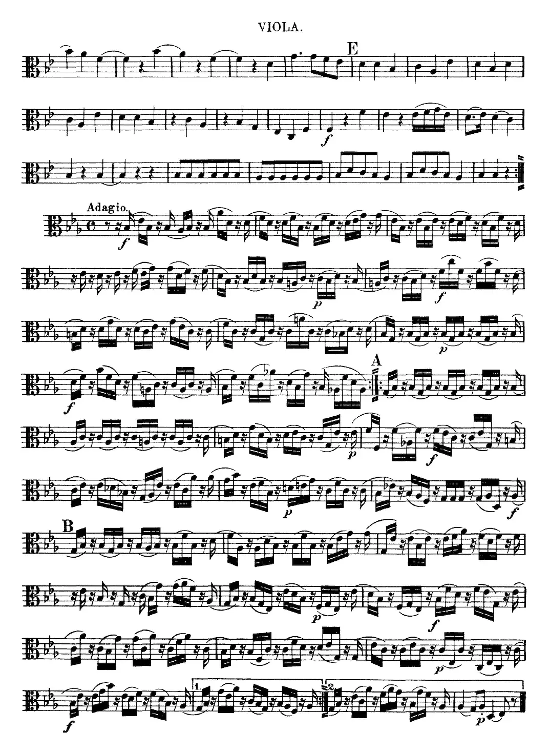 Mozart《Quartet No.12 in Bb Major,K.172》（Viola分谱）