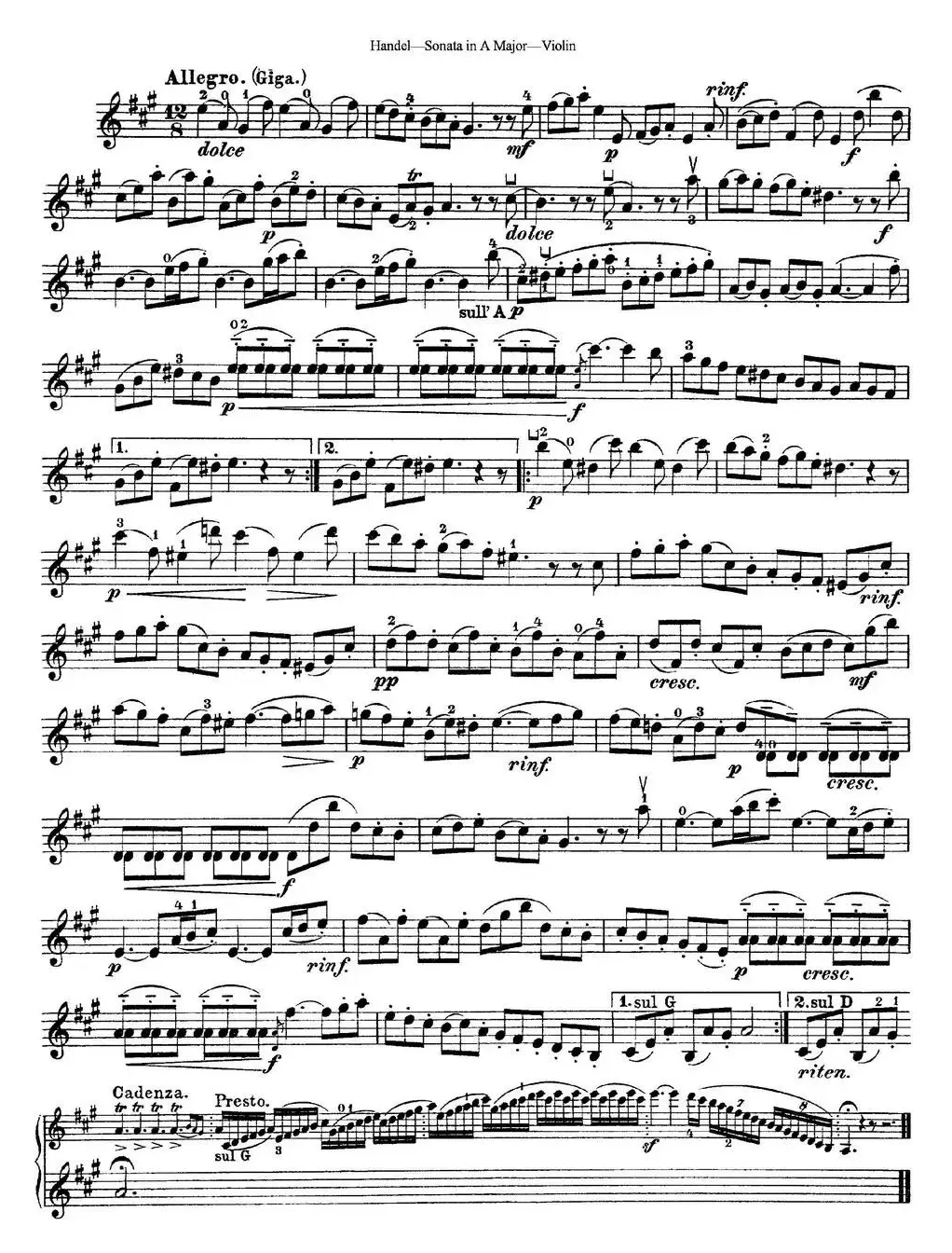 Violin Sonata No.1 in A major