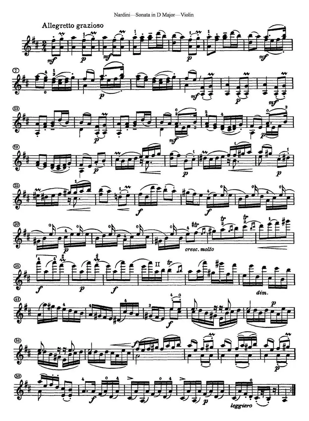 Nardini Violin Sonata in D Major