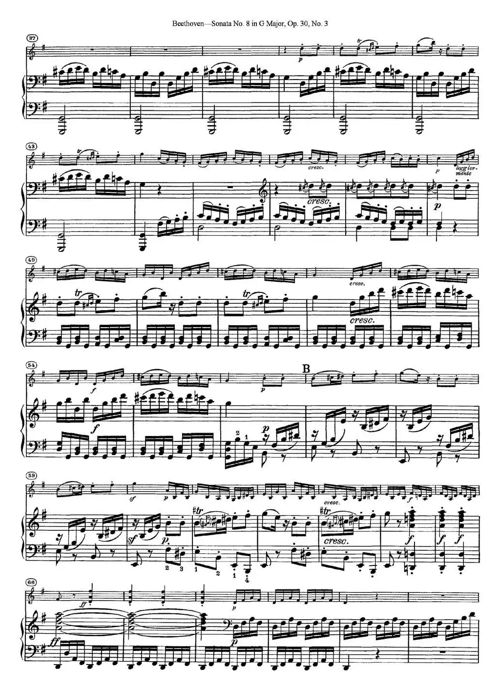 Violin Sonata No.8 in G Major Op.30 No.3（小提琴+钢琴伴奏）