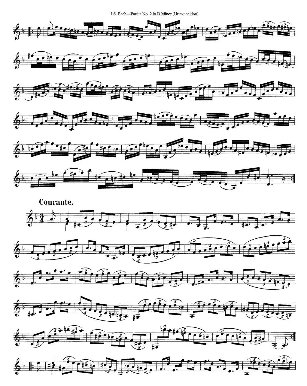 6 Violin Sonatas and Partitas 4.Partita No.2 in D Minor（Urtext edition）