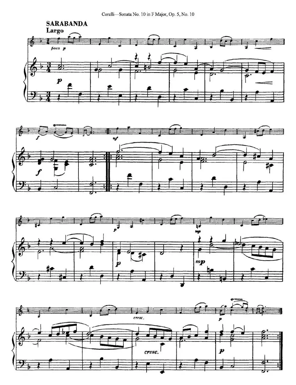 Sonata No.10 in F Major Op.5 No.10（小提琴+钢琴伴奏）