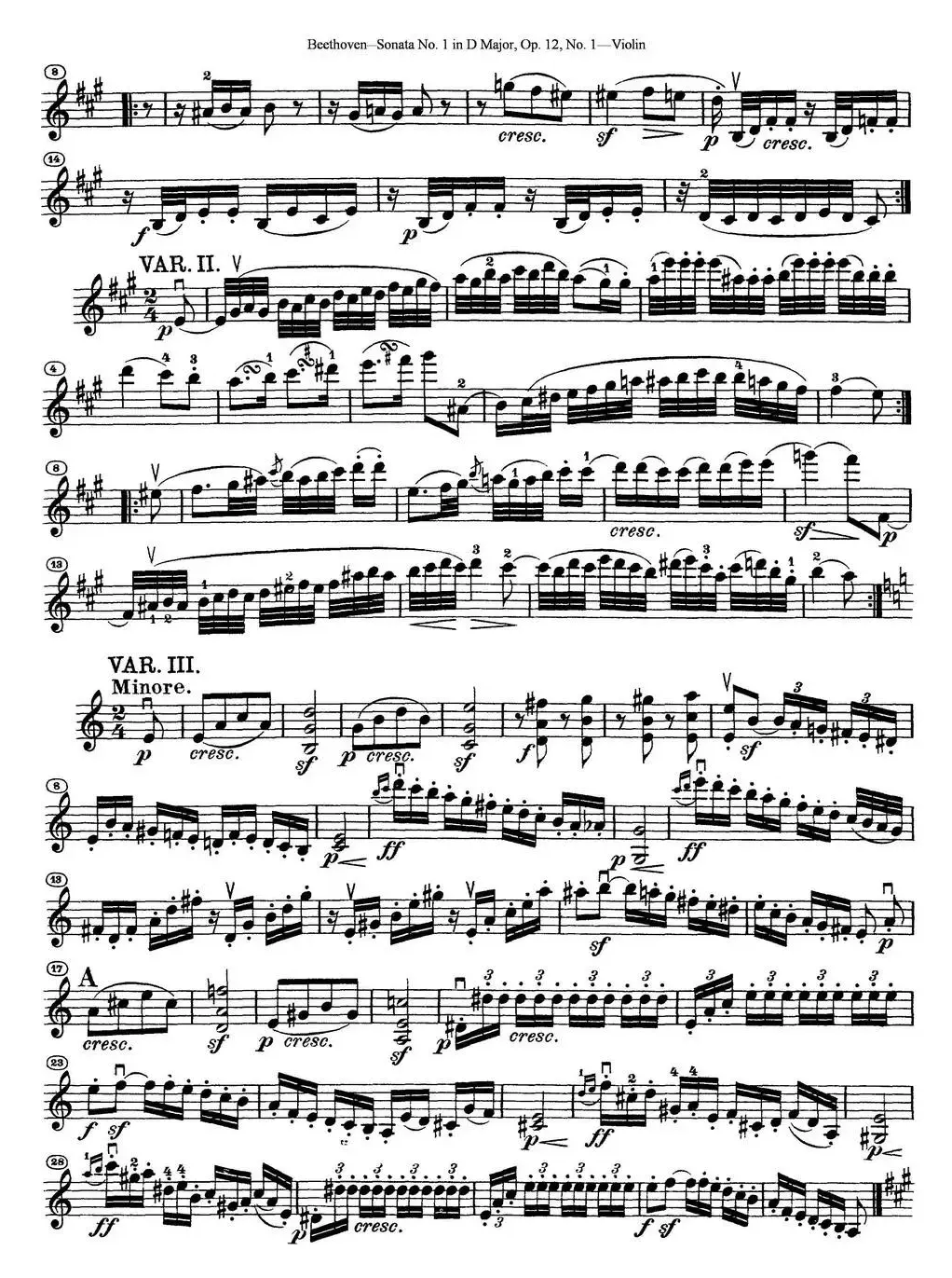 Violin Sonata No.1 in D Major Op.12 No.1