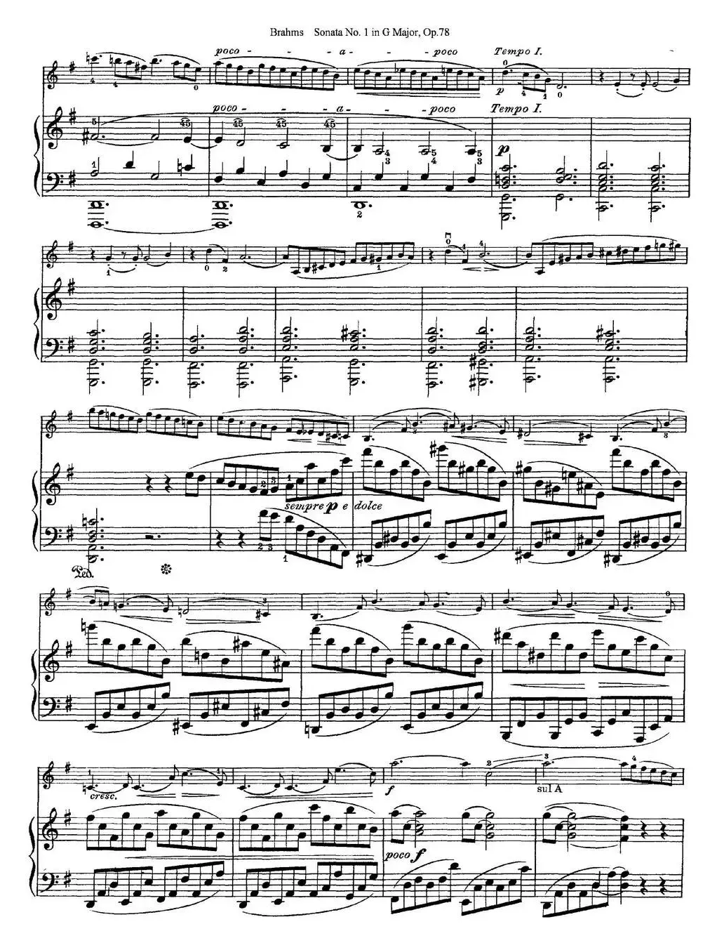 Violin Sonata No.1 in G Major Op.78（小提琴+钢琴伴奏）