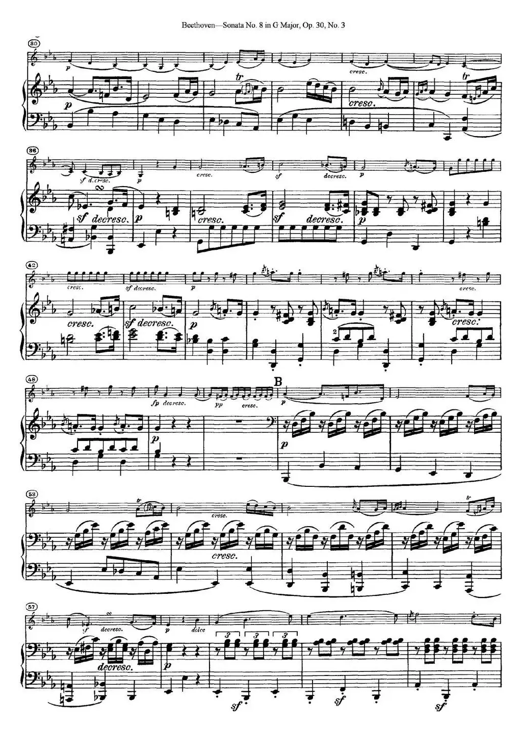 Violin Sonata No.8 in G Major Op.30 No.3（小提琴+钢琴伴奏）