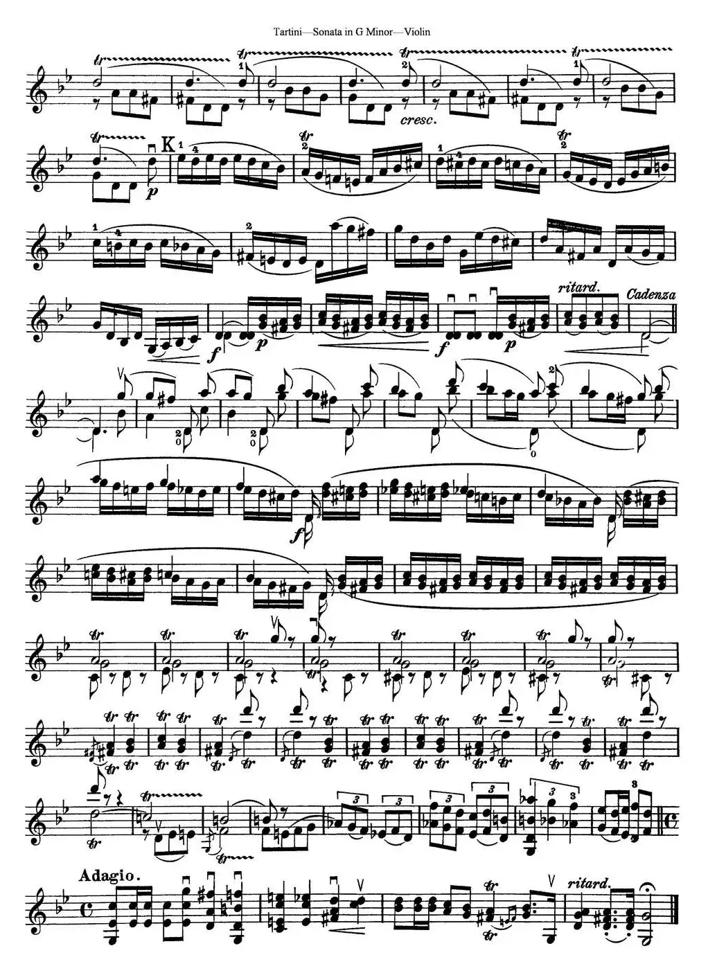 Violin Sonata in G Minor（The Devil's Trill）
