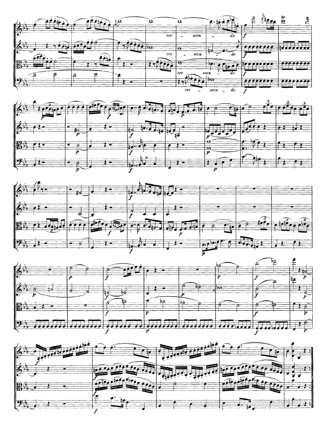 Mozart《Quartet No.16 in Eb Major,K.428》（总谱）