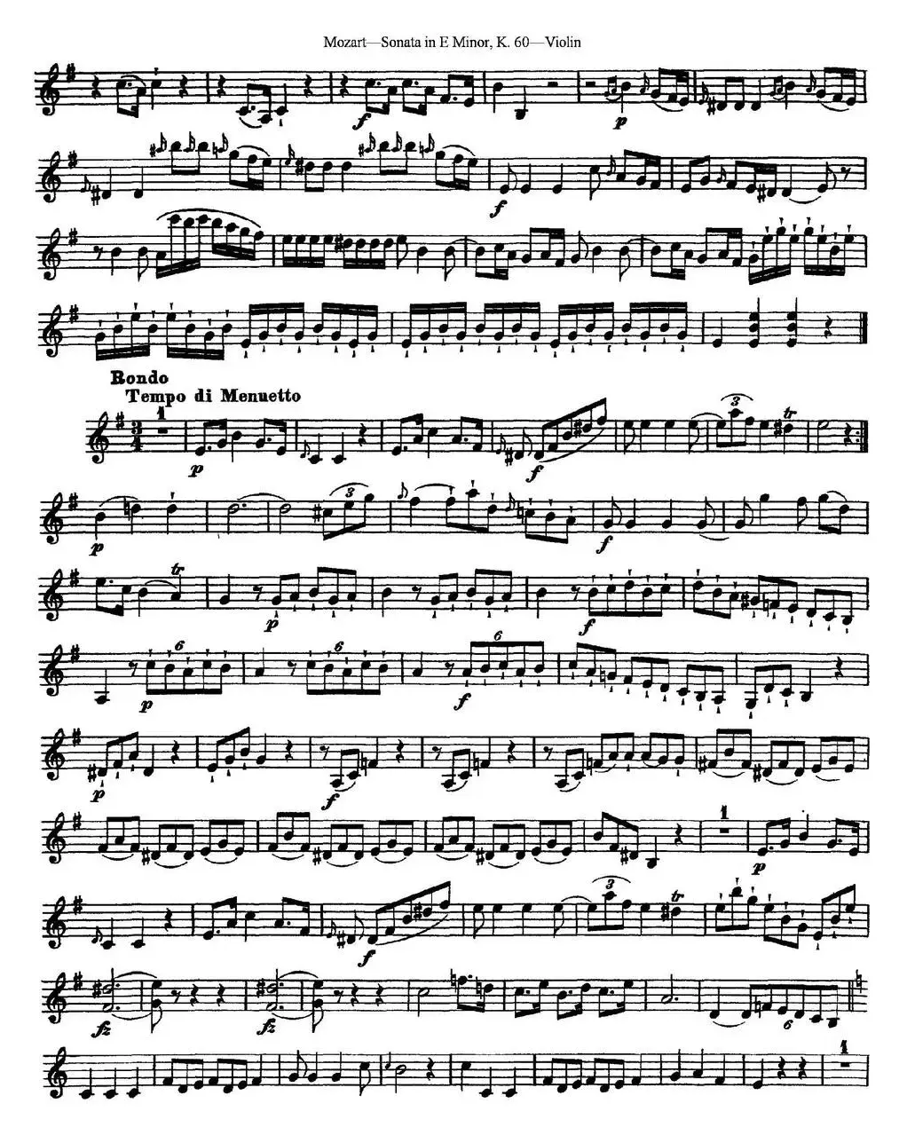 Violin Sonata in E Minor K.60