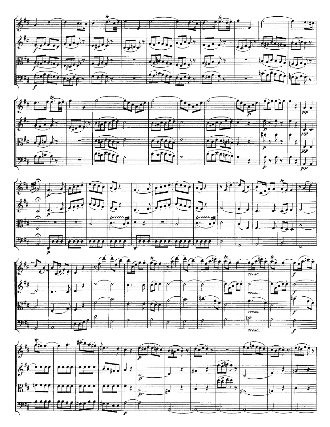 Mozart《Quartet No.20 in D Major,K.499》（总谱）