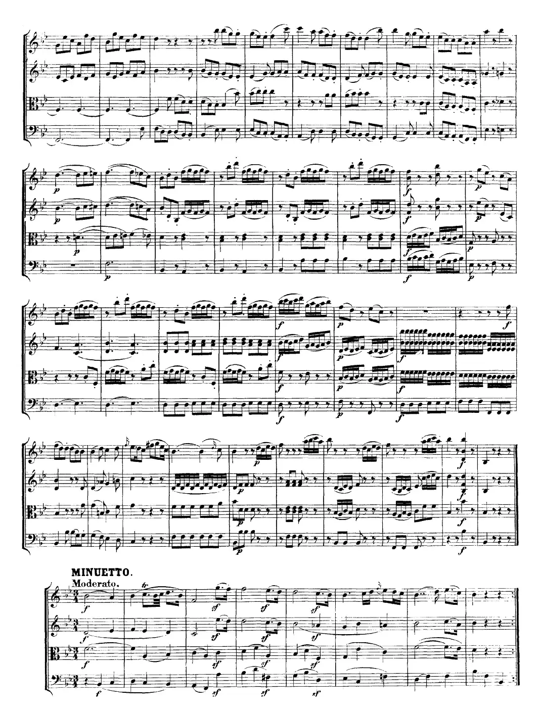 Mozart《Quartet No.17 in Bb Major,K.458》（总谱）