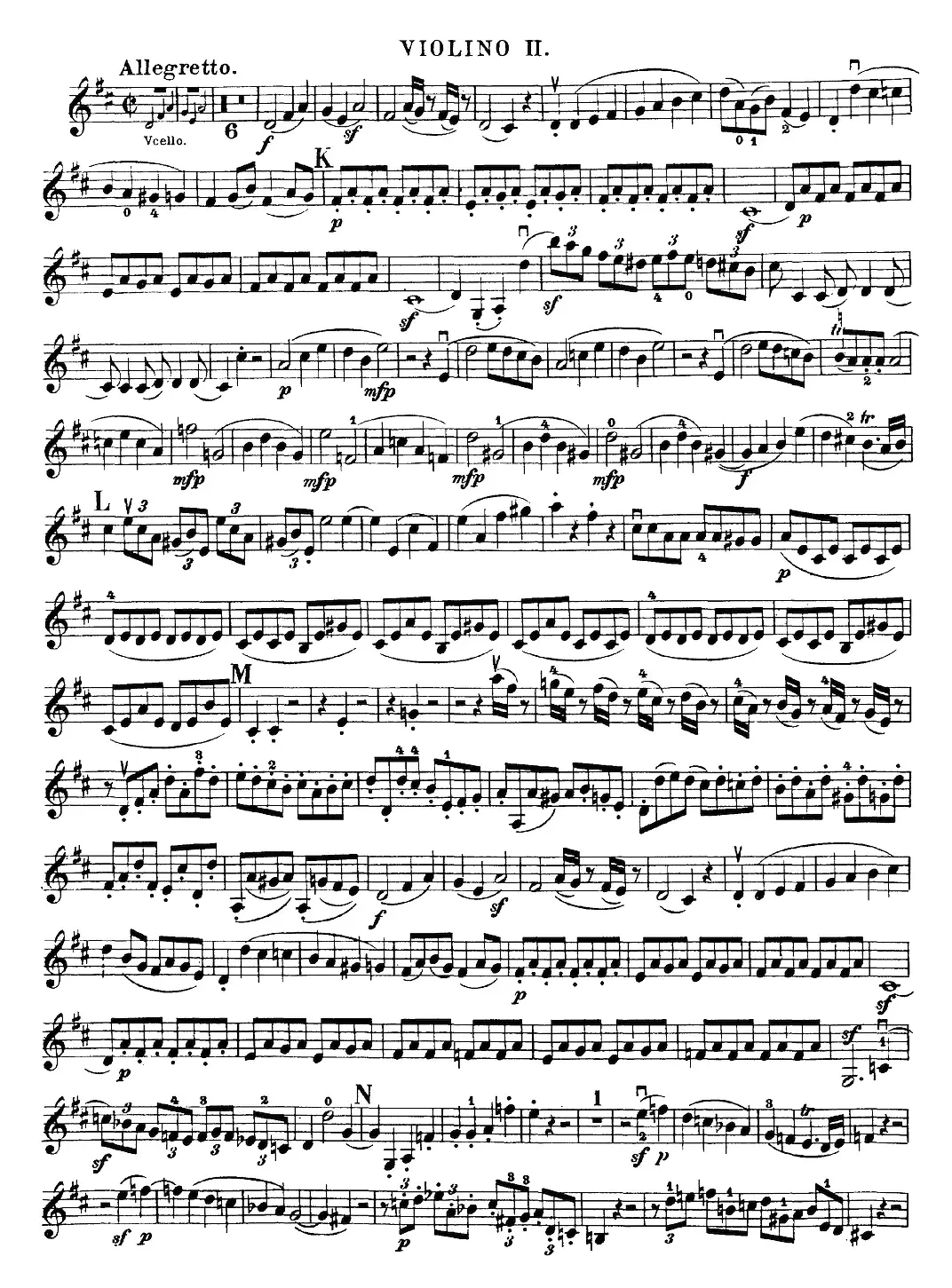 Mozart《Quartet No.21 in D Major,K.575》（Violin 2分谱）