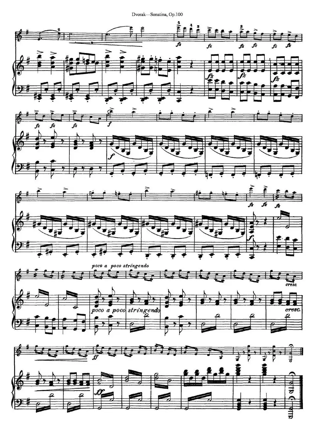 Violin Sonatina Op.100（小提琴+钢琴伴奏）