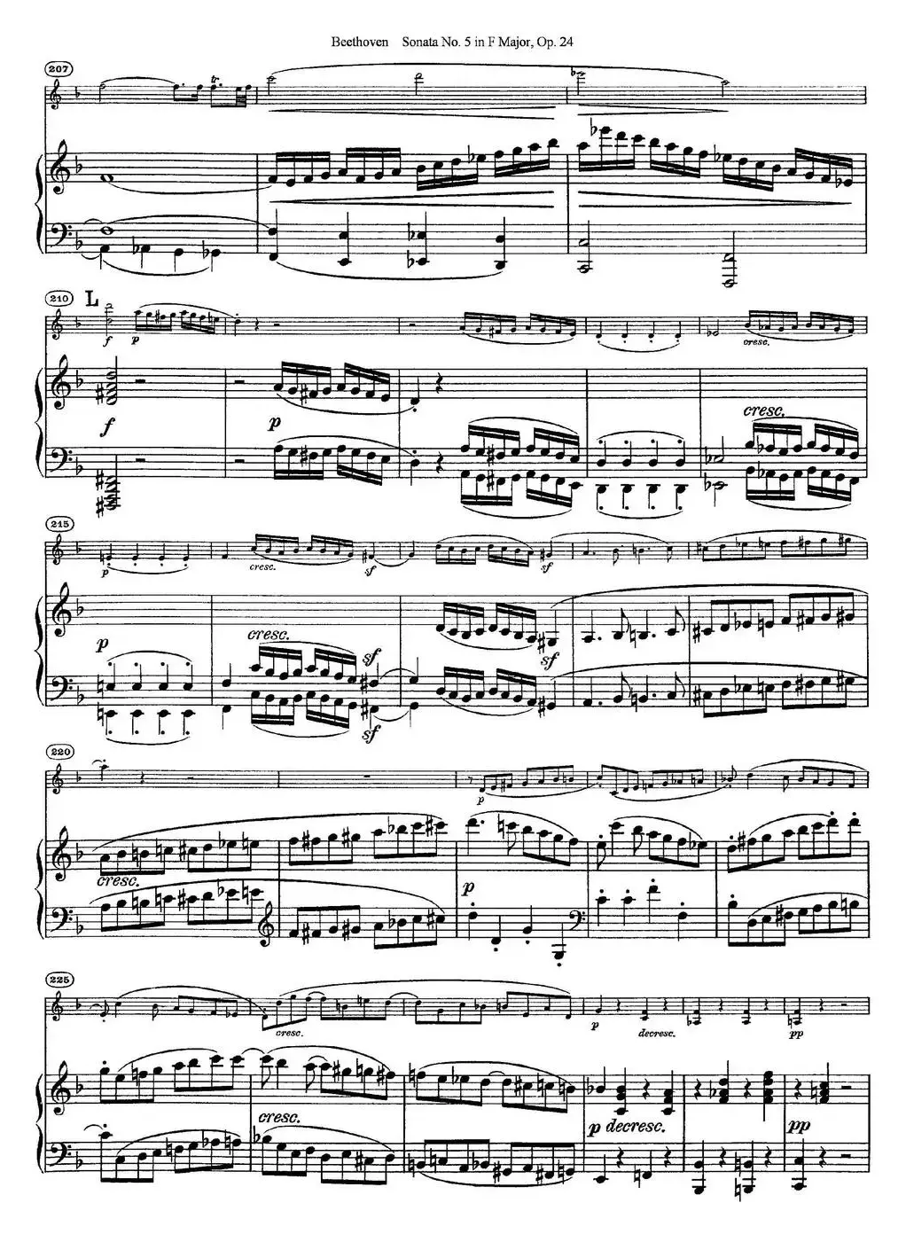 Violin Sonata No.5 in F Major Op.24（小提琴+钢琴伴奏）