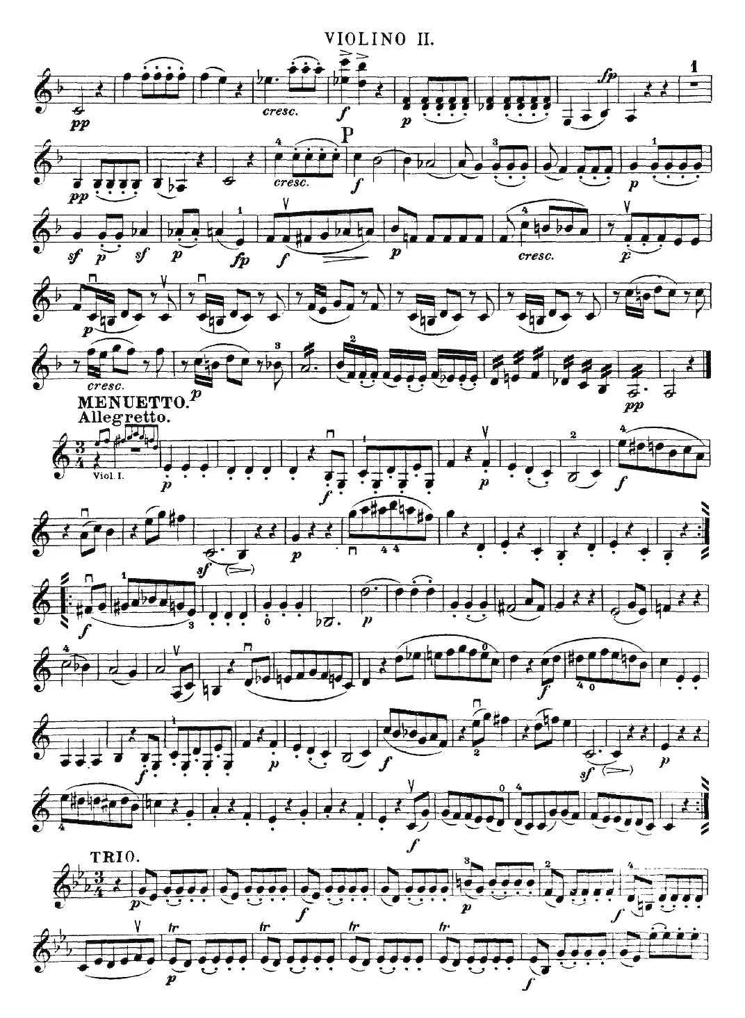 Mozart《Quartet No.19 in C Major,K.465》（Violin 2分谱）