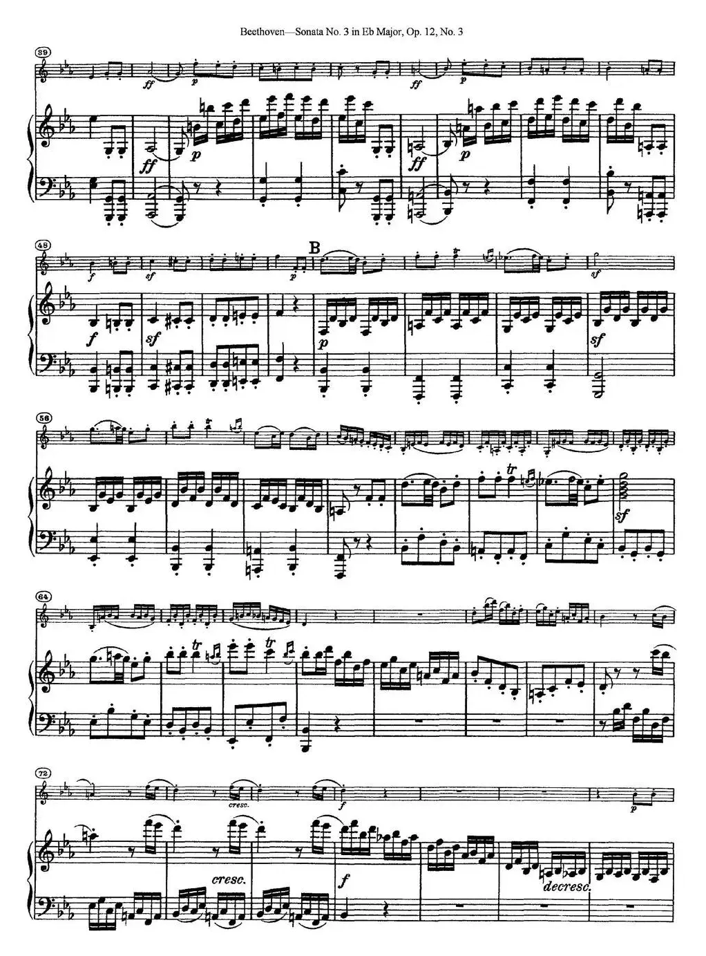 Violin Sonata No.3 in Eb Major Op.12 No.3（小提琴+钢琴伴奏）