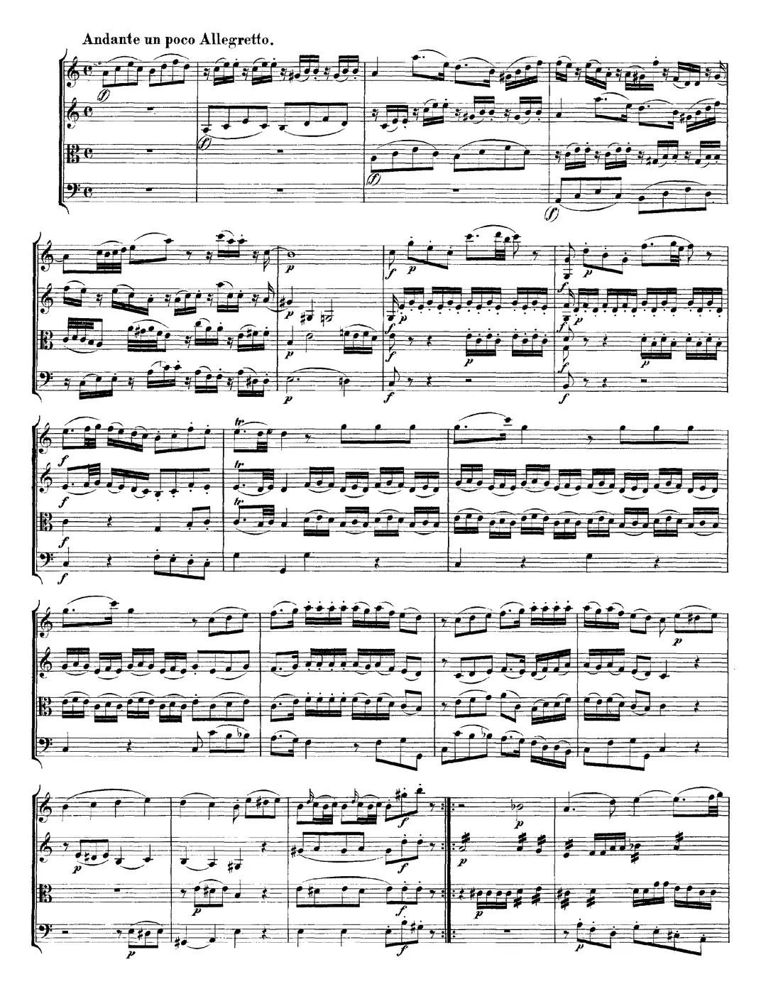 Mozart《Quartet No.5 in F Major,K.158》（总谱）