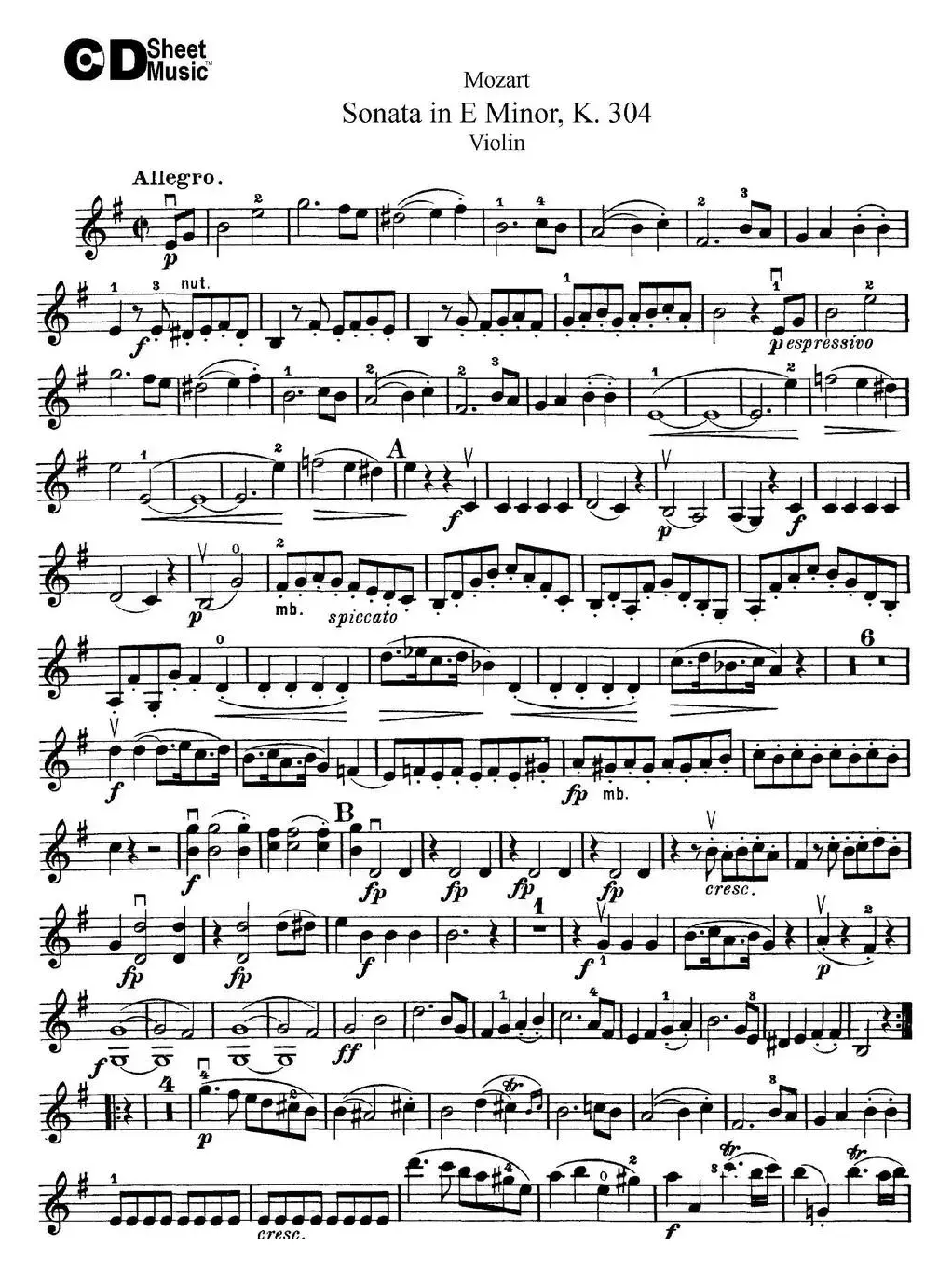 Violin Sonata in E Minor K.304