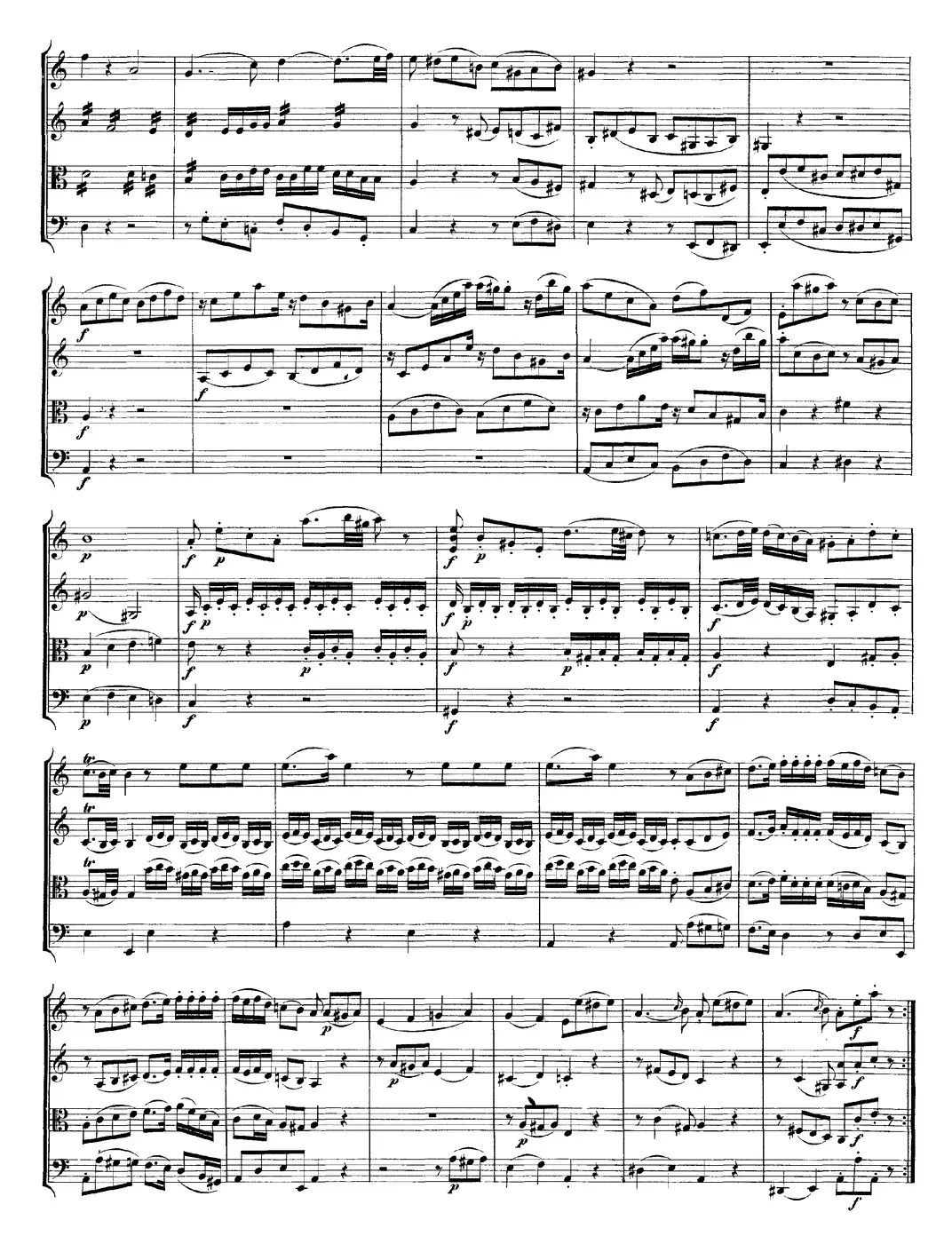 Mozart《Quartet No.5 in F Major,K.158》（总谱）