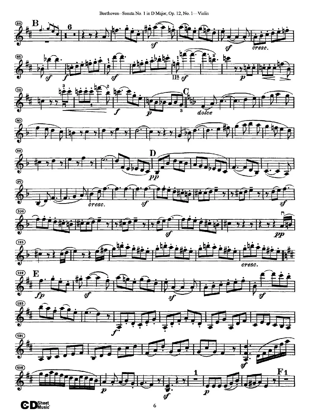 D大调第一小提琴奏鸣曲（Sonata No.1 in D Major Op.12,No.1）