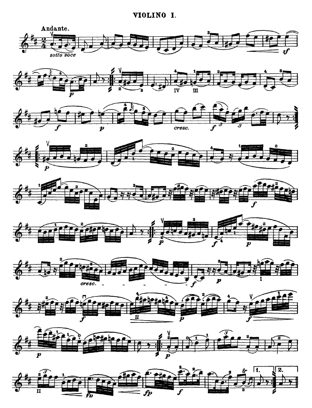 Mozart《Quartet No.18 in A Major,K.464》（Violin 1分谱）