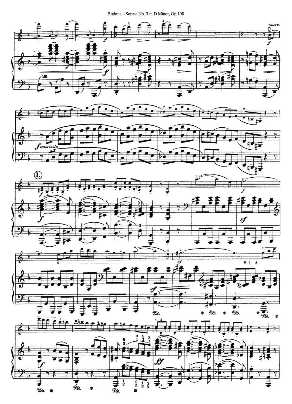 Violin Sonata No.3 in D Minor Op.108（小提琴+钢琴伴奏）