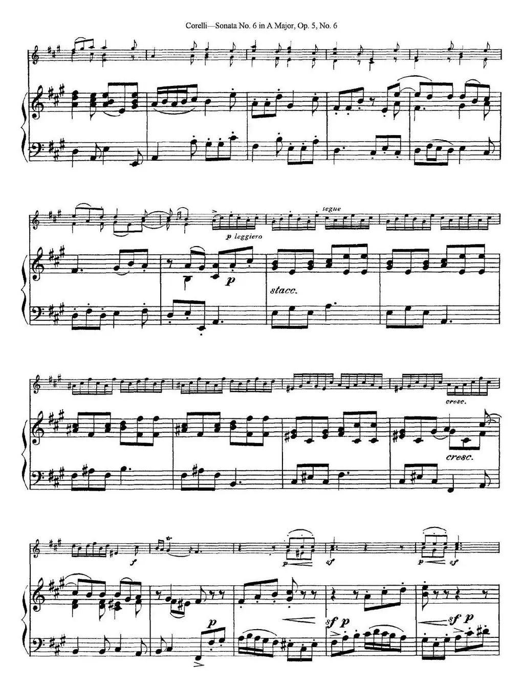 Sonata No.6 in A Major Op.5 No.6（小提琴+钢琴伴奏）