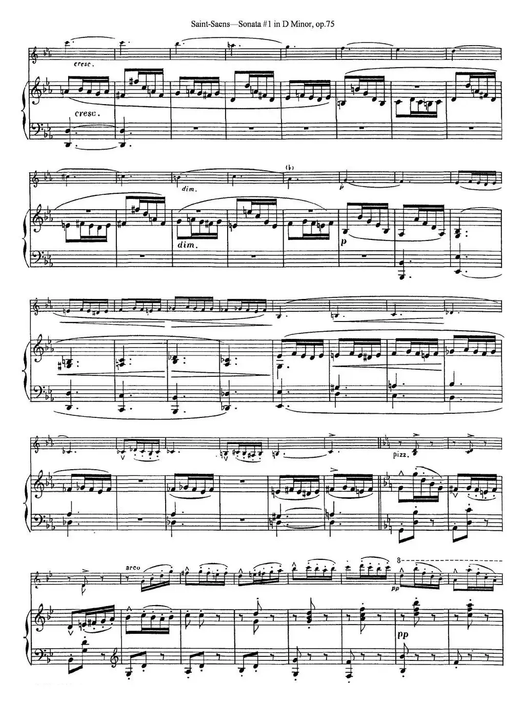 Violin Sonata No.1 in D Minor Op.75（小提琴+钢琴伴奏）