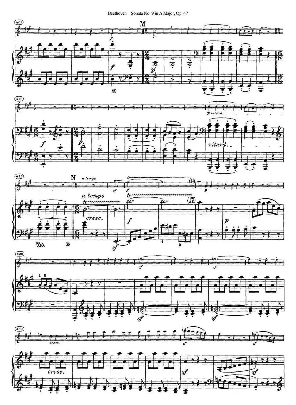 Violin Sonata No.9 in A Major Op.47（小提琴+钢琴伴奏）