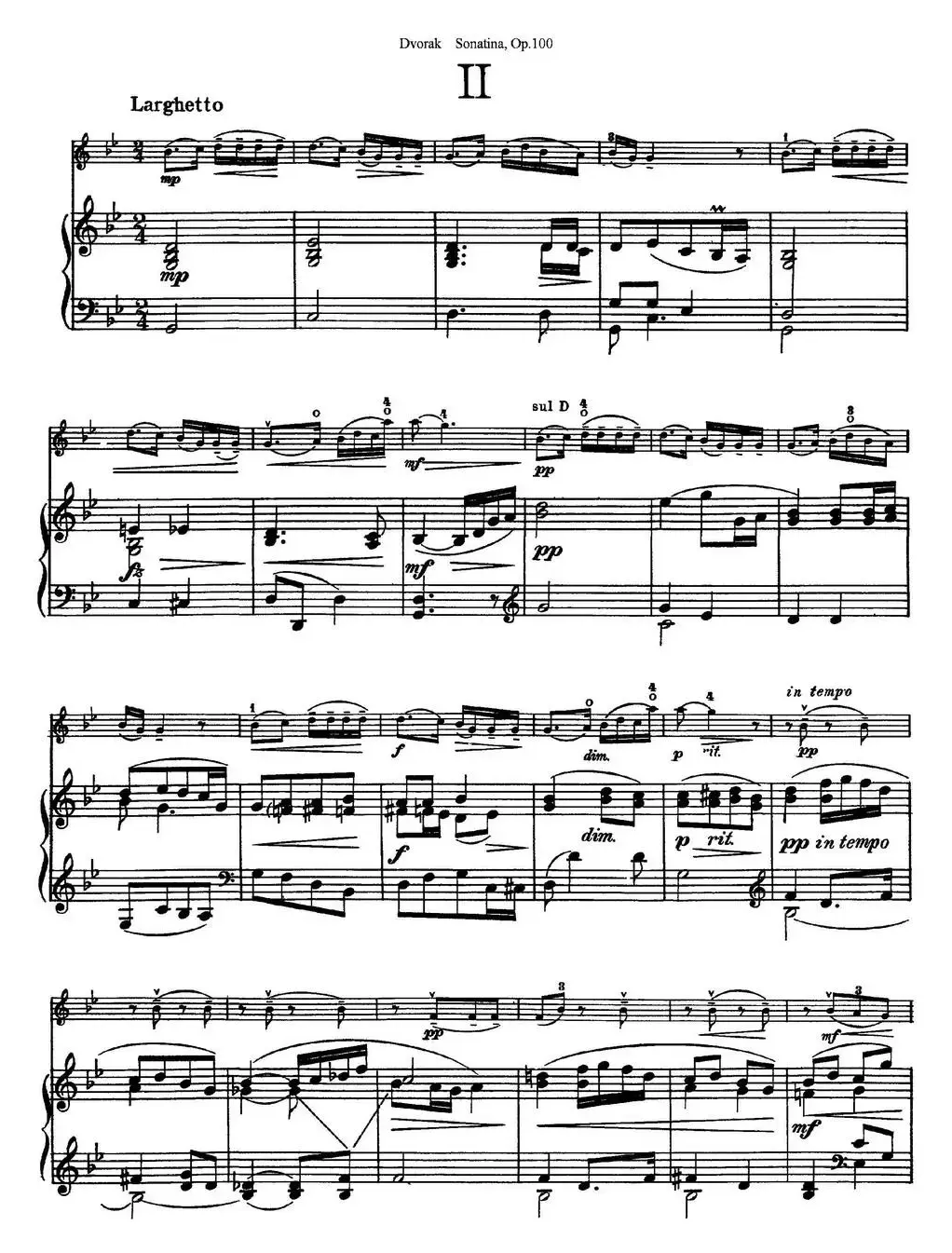 Violin Sonatina Op.100（小提琴+钢琴伴奏）