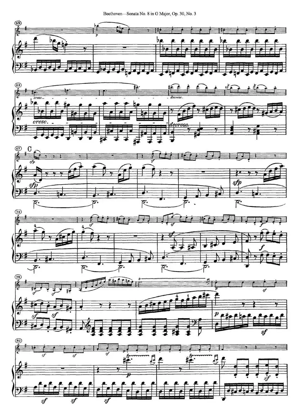 Violin Sonata No.8 in G Major Op.30 No.3（小提琴+钢琴伴奏）