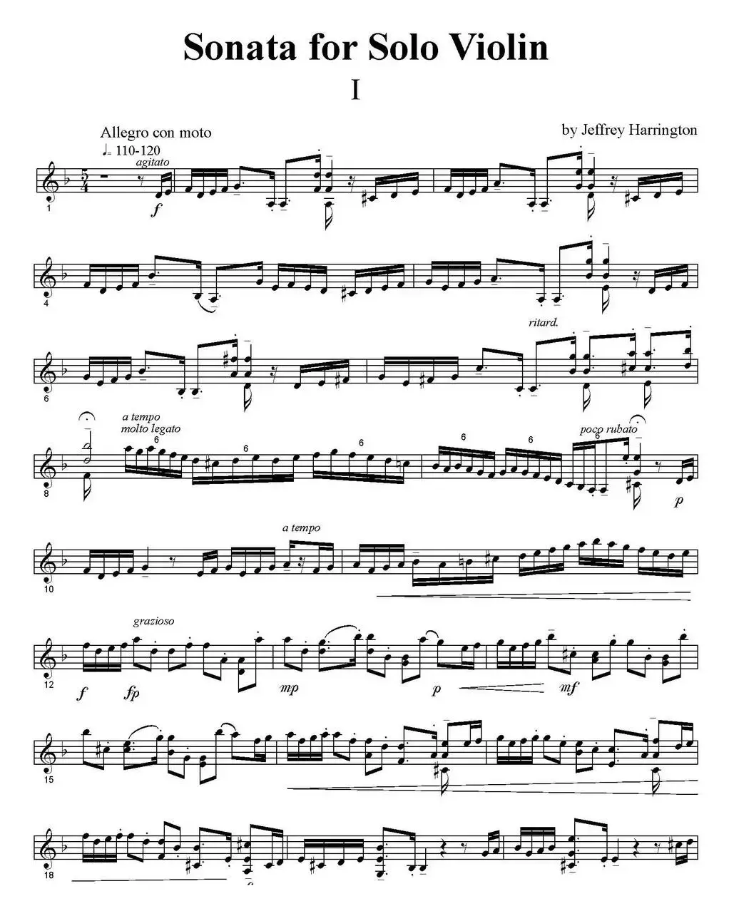 Sonata for Solo violin（小提琴奏鸣曲、I）